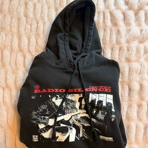 Brandy Melville Oversized Black Radio Silence Hoodie